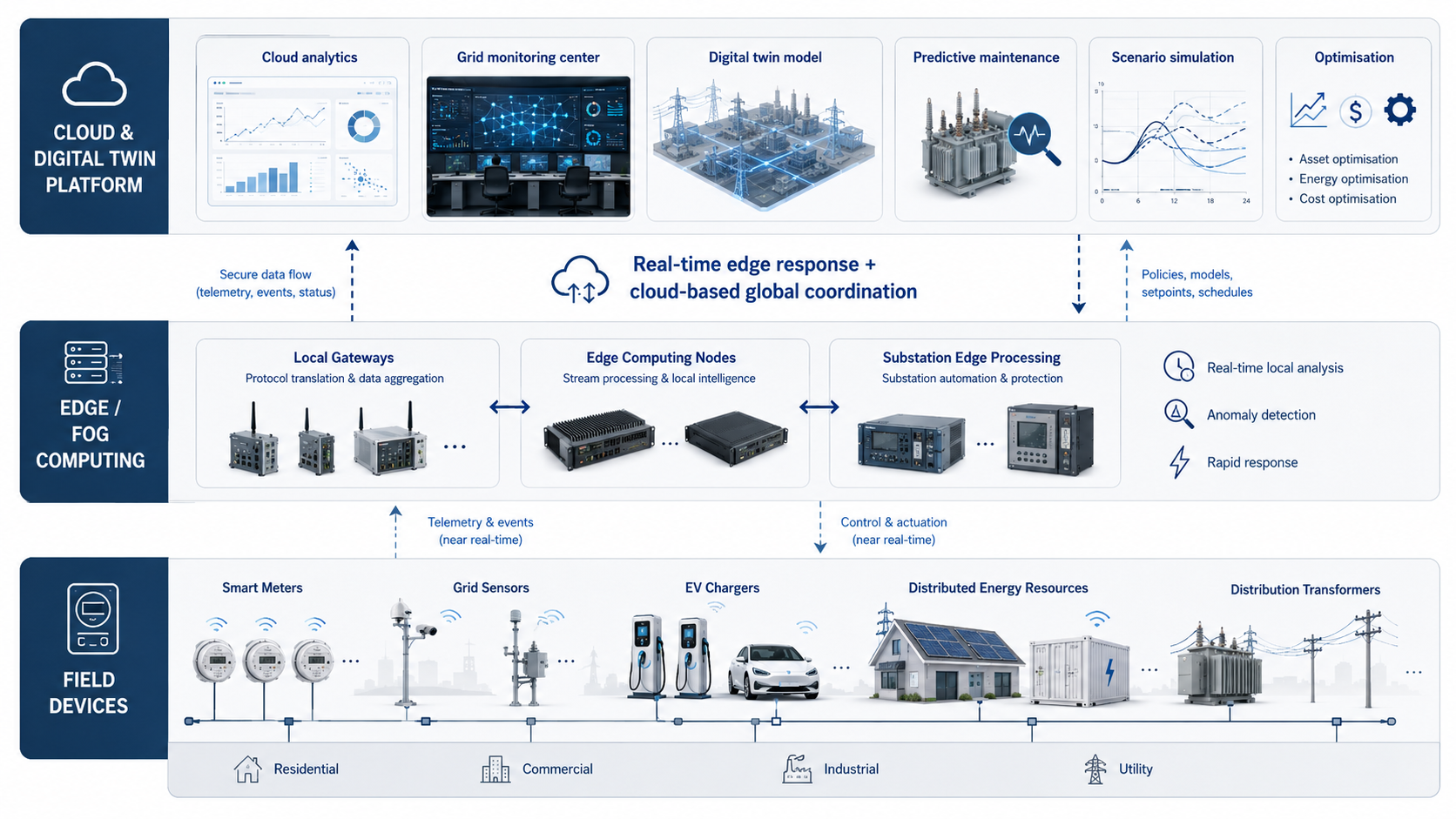 Smart meter data architecture for digital twin, fog computing and cloud collaboration